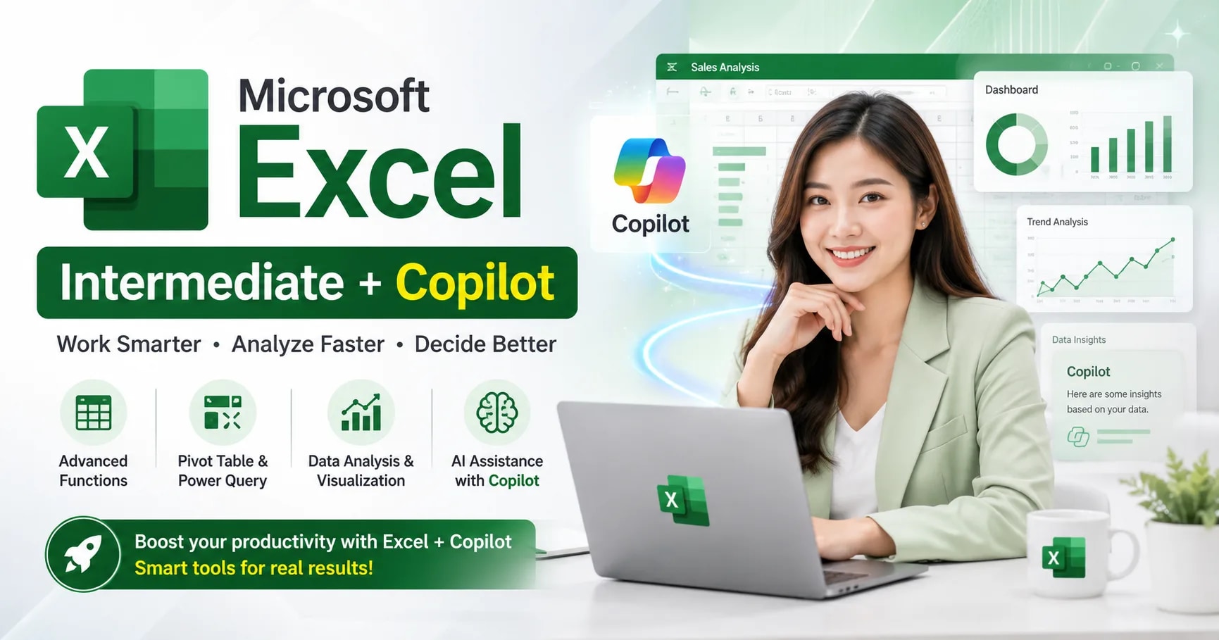 Microsoft Excel ລະດັບກາງ + Copilot
